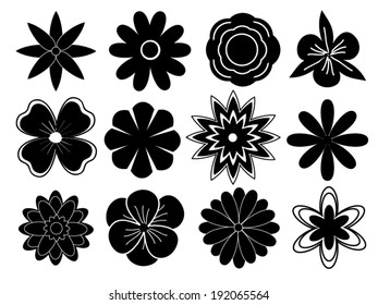 Silhouette Flowers Vector Set Stock Vector (Royalty Free) 192065564 ...