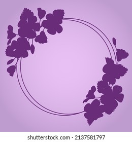 Silhouette of flowers, a wreath of flowers. Spring, summer, nature. A postcard for a wedding, birthday, Easter, Valentine's Day. Vector graphics.