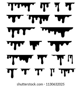 Silhouette of flowing down paint. Paint Dripping. Vector illustration on white background, isolated.The Liquid is dropping.Color is easy to edit. 