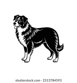 Silueta del diseño esponjoso del Clipart del Vector del perro del pastor australiano
