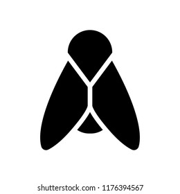 Silhouette of fly. Insect, nature icon. Black on white background
