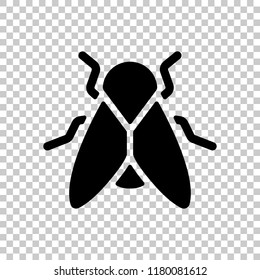 Silhouette of fly. Insect, nature icon. On transparent background.