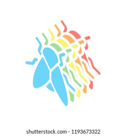 Silhouette of fly. Insect, nature icon. Stack of colorful isometric icons on white background