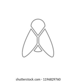 Silhouette of fly. Insect, nature icon. Dotted outline silhouette with shadow on white background