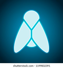Silhouette of fly. Insect, nature icon. Neon style. Light decoration icon. Bright electric symbol