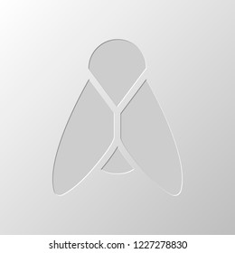 Silhouette of fly. Insect, nature icon. Paper design. Cutted symbol. Pitted style
