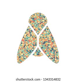 Silhouette of fly. Insect, nature icon. Colored mosaic with polygons