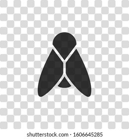 Silhouette of fly. Insect, nature icon. Black symbol on transparency grid