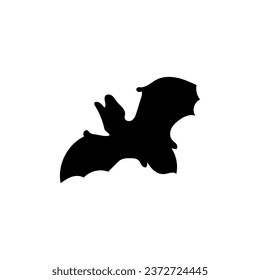 Silhouette of flying bat on white background