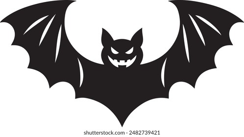 Silhouette of flying bat traditional Halloween symbol.