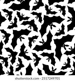 Silhouette of flying bats  halloween seamless vector pattern.