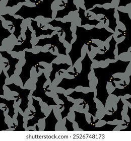 Silhouette of flying bats  halloween seamless vector pattern.