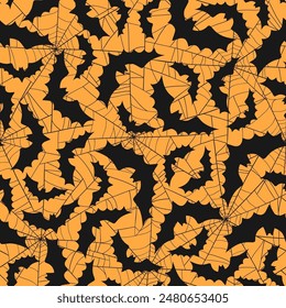 Silhouette of flying bats halloween vector seamless pattern.