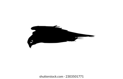 Silhouette of the Flying Bird of Prey, Falcon or Hawk, for Logo, Pictogram, Website, Art Illustration, or Graphic Design Element. Vector Illustration 