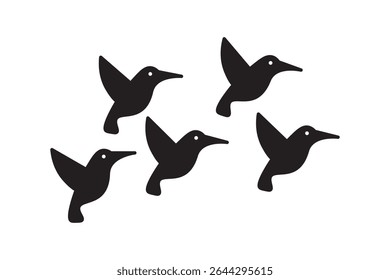 Silhouette of flying birds. Minimal bird icon design for wildlife, travel, or freedom concept.