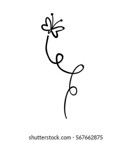 silhouette flying butterfly flat icon