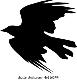 Silhouette of flying crow