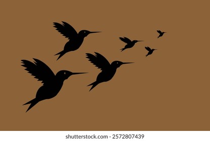 Silhouette Flying Crows Design with Black Colour