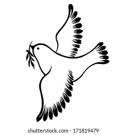 silhouette of a flying dove peace