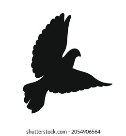 Silhouette of a flying dove - a symbol of peace and love for printing and laser cutting. Vector illustration.