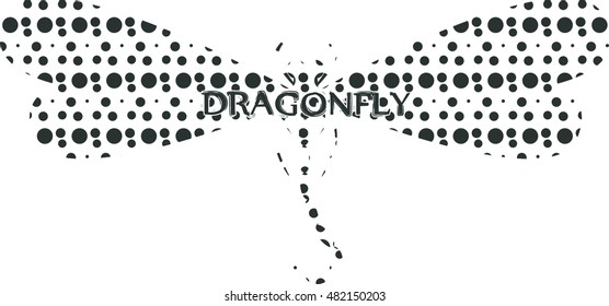 Silhouette of flying dragonfly