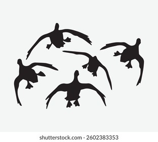silhouette of flying ducks, vector illustration art