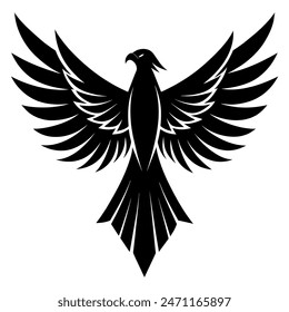 Silhouette Flying Eagle Logo Illustration, Tier Phönix Vogel Logo Grafik Element, Icon Design