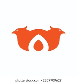 Silhouette Flying Eagle with Twin Head Vector Icon Logo Inspiration
