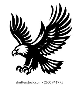 Silhouette of a flying eagle.Vector illustration isolated on white background.