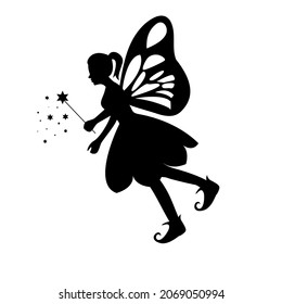 Silhouette of a flying fairy black