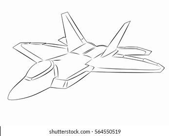 Silhouette Flying Fighter Black White Drawing Stock Vector (Royalty ...