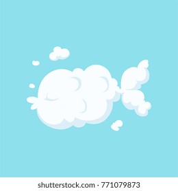 Silhouette of flying fish in cloud shape. Cartoon kids style. Aquatic animal. Flat vector design for print, postcard or children s story book
