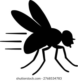 Silhouette flying fly insect pest control conceptual vector illustrator