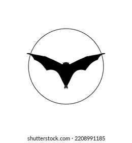 Silhouette of the Flying Fox or Bat for Art Illustration, Icon, Symbol, Pictogram, Logo, Website, or Graphic Design Element. Vector Illustration
