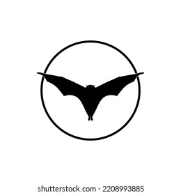 Silhouette of the Flying Fox or Bat for Art Illustration, Icon, Symbol, Pictogram, Logo, Website, or Graphic Design Element. Vector Illustration