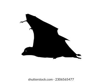 Silhouette of the Flying Fox or Bat for Art Illustration, Icon, Symbol, Pictogram, Logo, Website, or Graphic Design Element. Vector Illustration