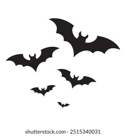 Silhouette Flying Halloween bats. Vector flock of flying bat.