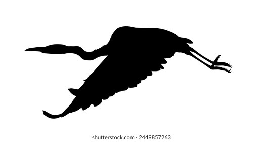 silueta de una garza voladora, pájaro volador - Ilustración vectorial	