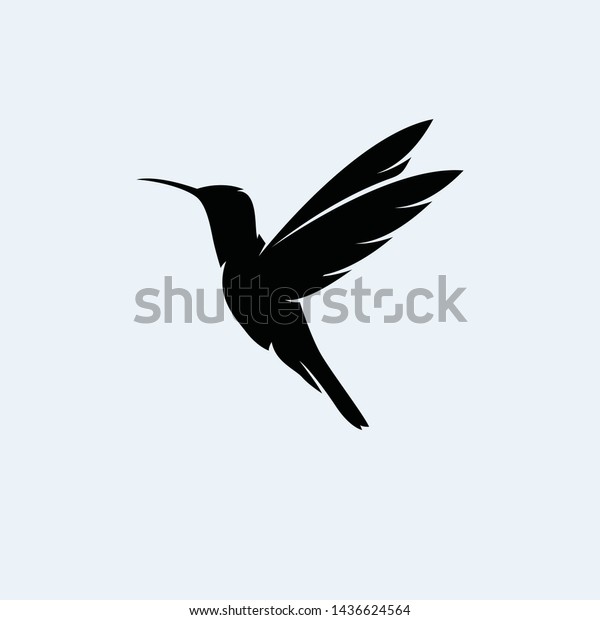 Silhouette Flying Hummingbirds Vector Illustration Colibri Stock Vector ...