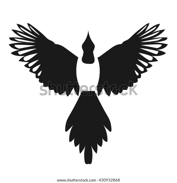 Silhouette Flying Magpie Bird Front View Stock Vector (Royalty Free ...