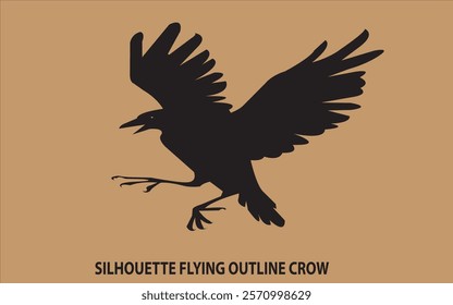 Silhouette Flying Outline Crow Bird Cartoon