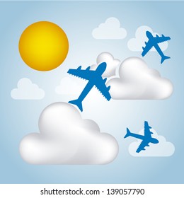 silhouette  flying over sky background vector illustration
