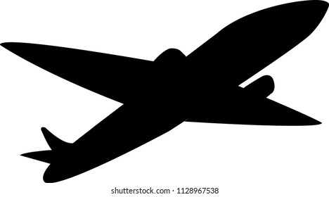 Silhouette of a flying plane. Vector illustration.