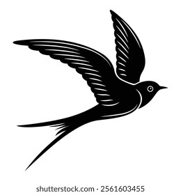 silhouette of a flying sea bird minimalist, beautiful linocut illustration of a flying bird