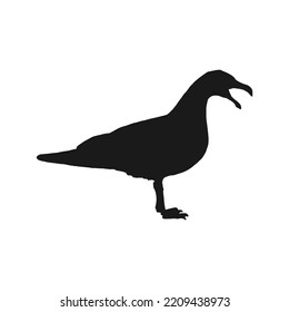 Silhouette of flying seagulls. Hand drawn illustration converted to vector.