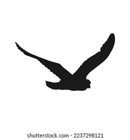Silhouette of flying seagulls. Hand drawn illustration converted to vector.