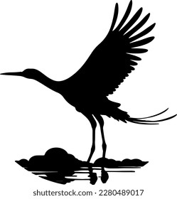 Silhouette fliegender Storch. Fliegender Vogel. Silhouette-Vektorgrafik...