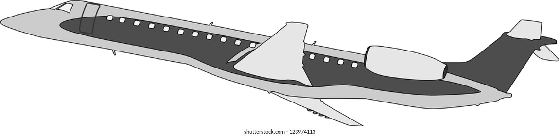 Silhouette of the flying-up plane