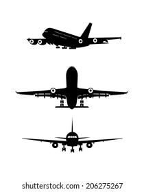 silhouette of the flying-up plane