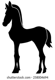 silhouette of foal